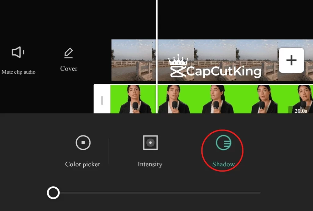 Adjust green screen shadow in CapCut